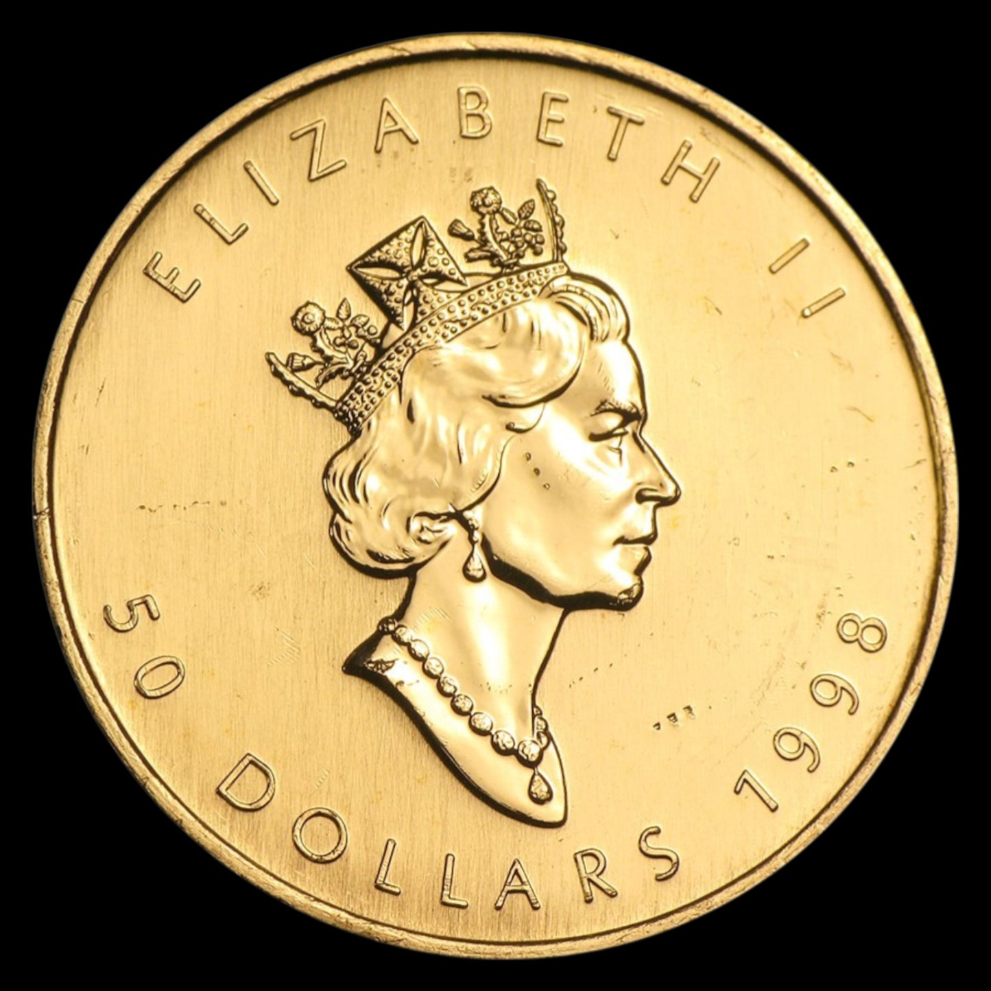 1998 CANADA 1 OZ GOLD MAPLE LEAF BU