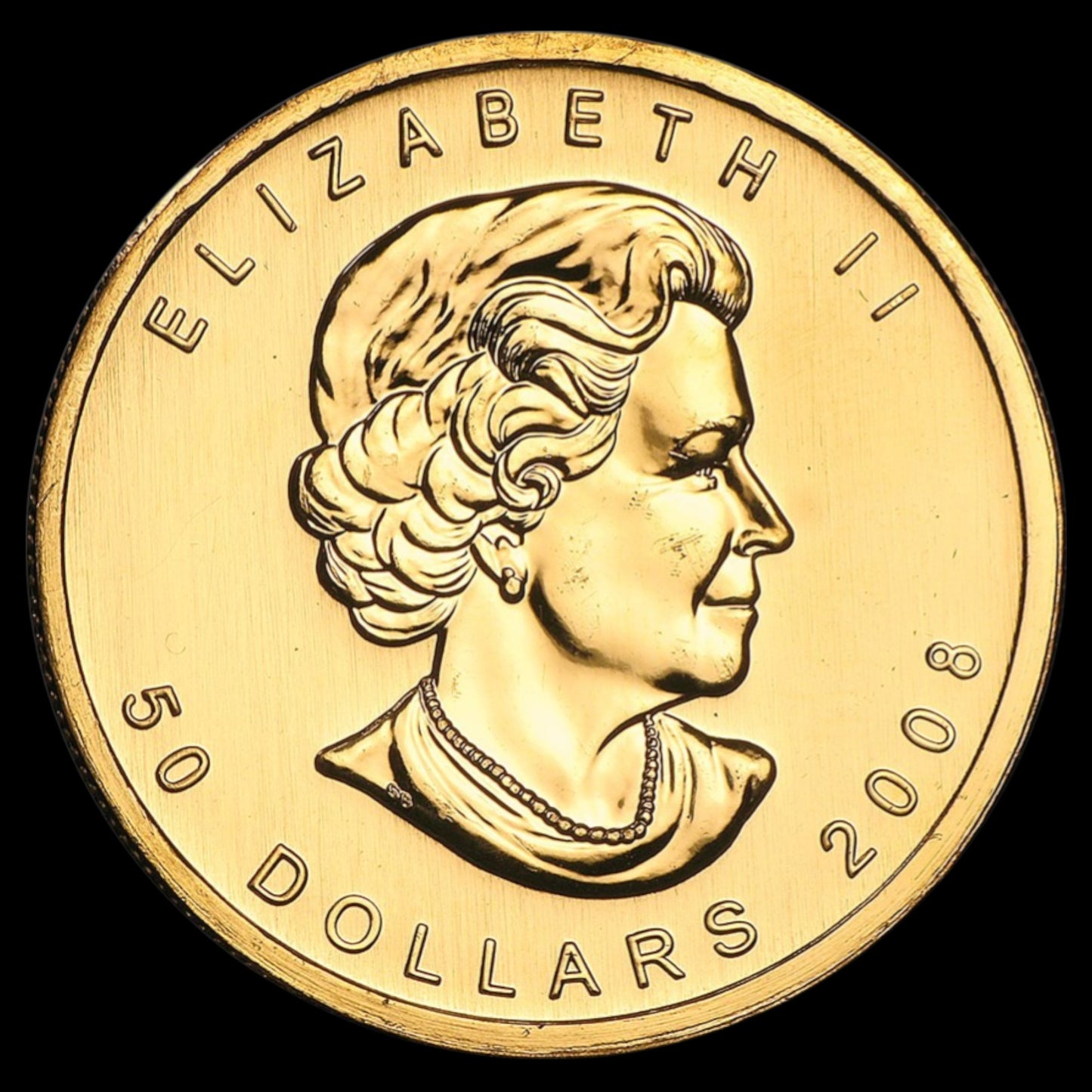 2008 CANADA 1 OZ GOLD MAPLE LEAF BU