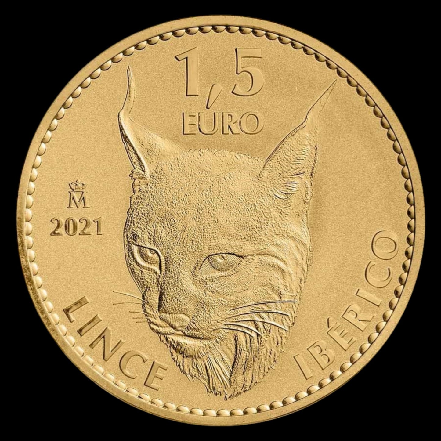 2021 SPAIN 1 OZ GOLD REVERSE PROOF IBERIAN LYNX DOUBLOON