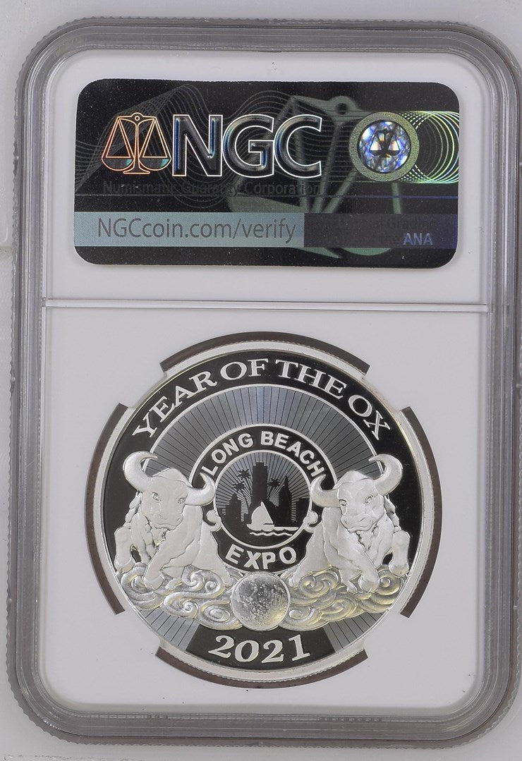 2021 1OZ CHINA SILVER LONG BEACH EXPO YEAR OF THE OX