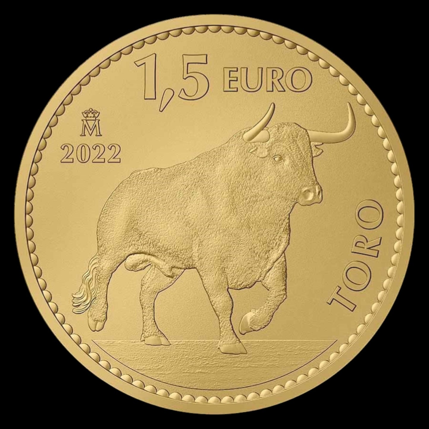 2022 SPAIN 1 OZ GOLD REVERSE PROOF BULL DOUBLOON