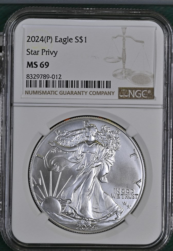 2024P EAGLE S$1 STAR PRIVY NGC MS69
