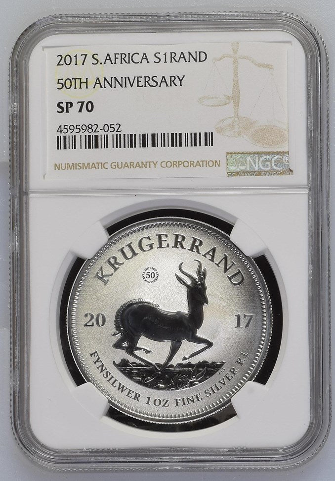 2017 S.AFRICA SOUTH AFRICA S1KR KRUGERRAND 50th ANNIV. NGC SP 70