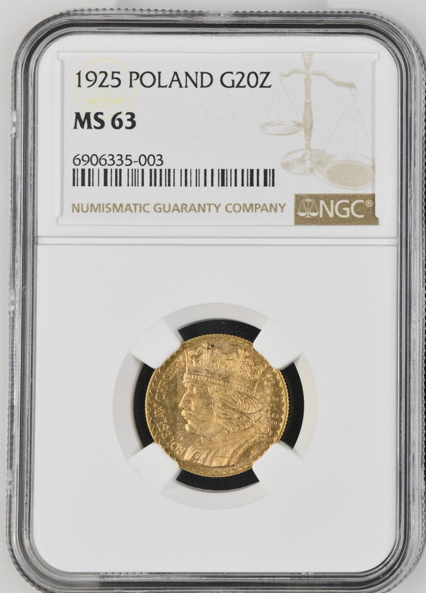 1925 POLAND G20Z NGC MS 63