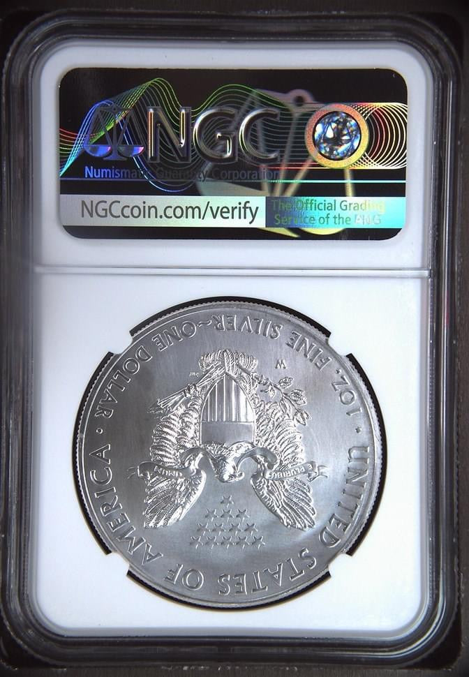 2014 W EAGLE S$1 BURNISHED SILVER EAGLE MS 69