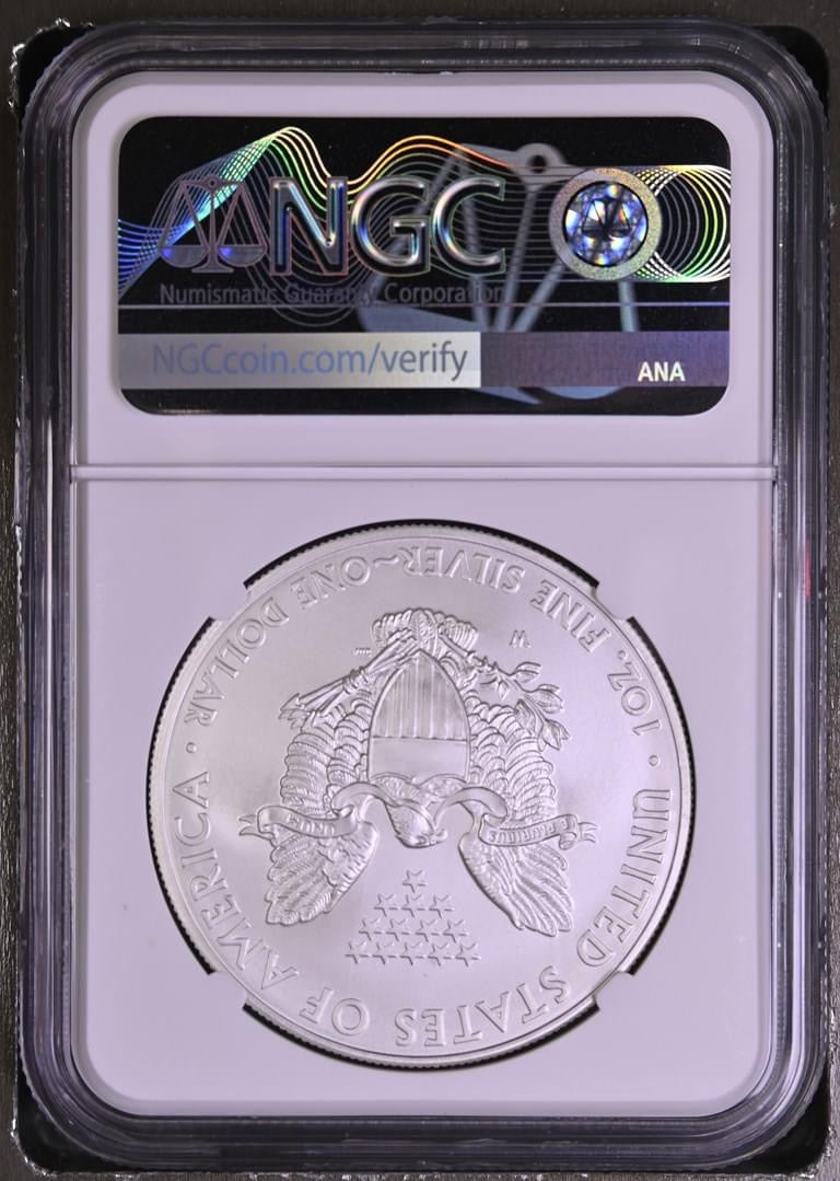 2008 W EAGLE S$1 BURNISHED SILVER EAGLE MS 69