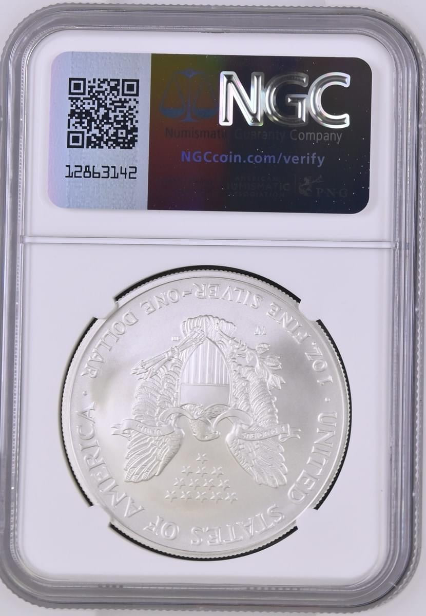 2008 W EAGLE S$1 BURNISHED SILVER EAGLE REVERSE OF 2007 MS 69