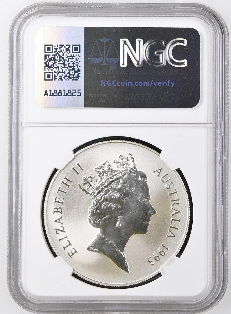 1993C AUSTRALIA S$1 KANGAROO - REEDED EDGE NGC MS 70