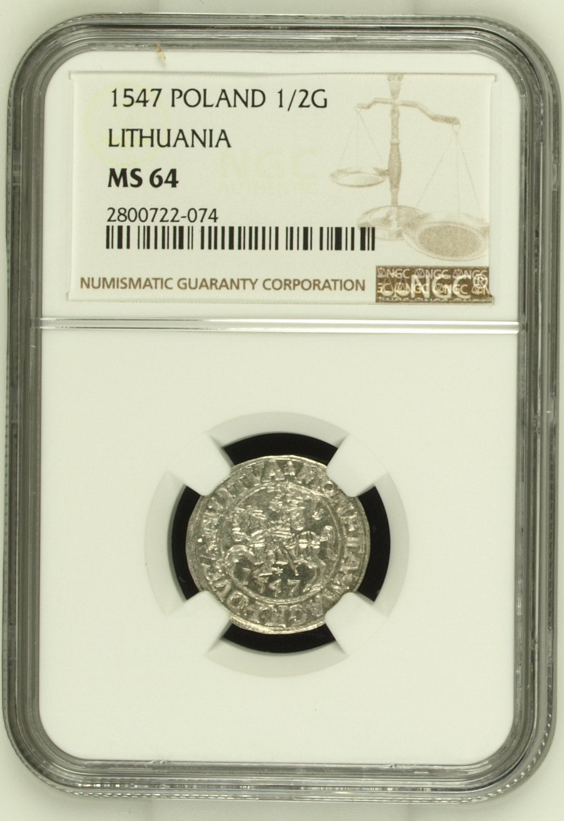 1547 POLAND POLGROSZ WILNO NGC MS 64