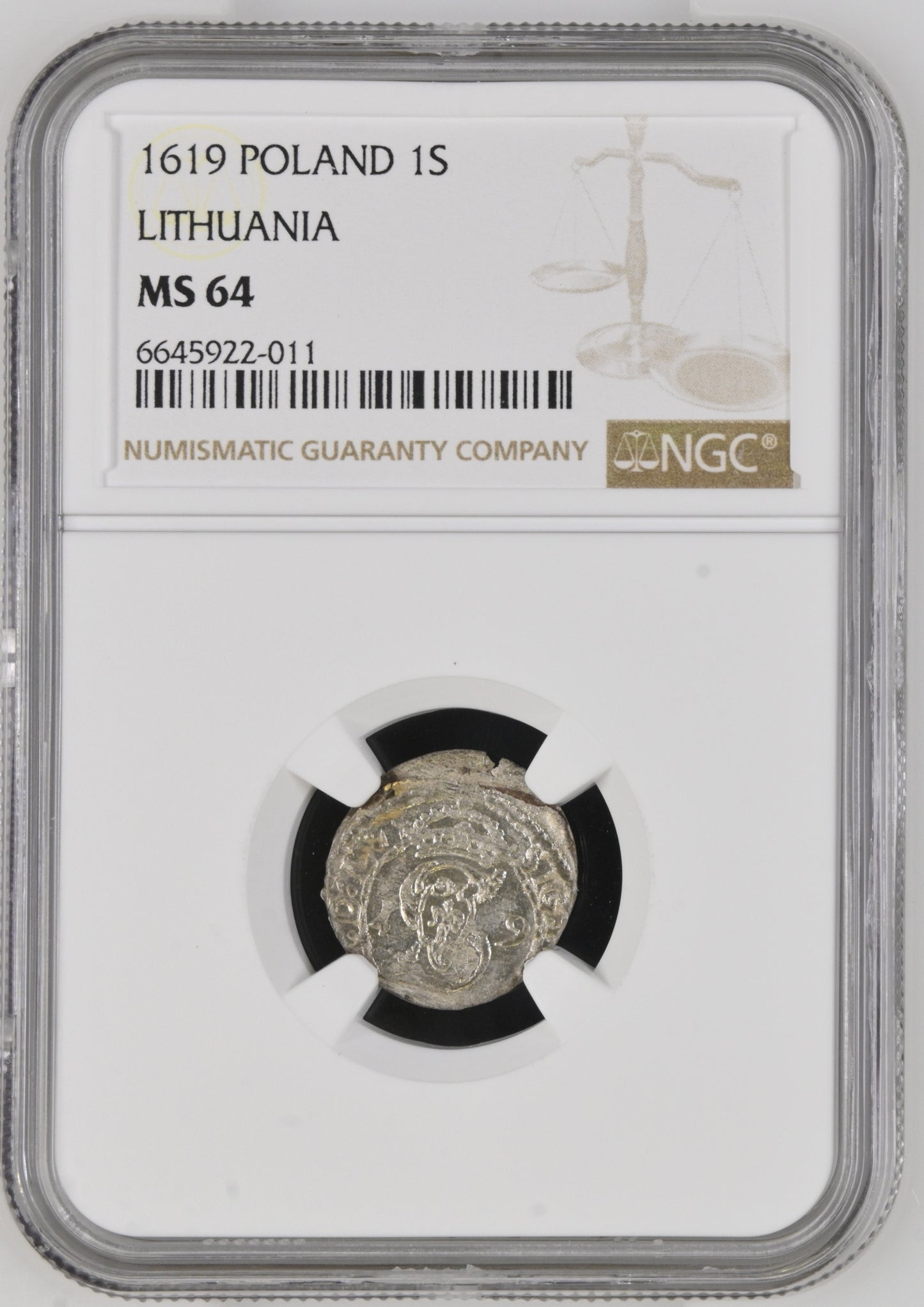 1619 POLAND SZLAG WILNO NGC MS 64 TOP POP
