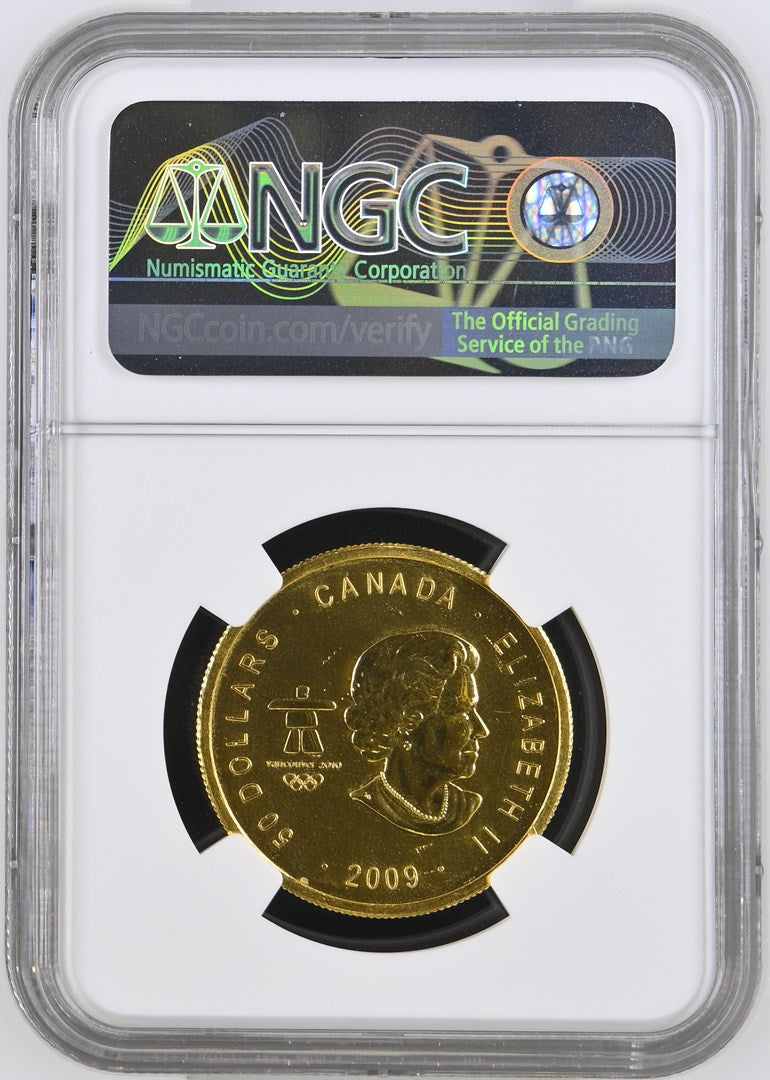 2009 CANADA 1 OZ GOLD MAPLE BU (VANCOUVER OLYMPICS, T'BIRD) NGC MS 65