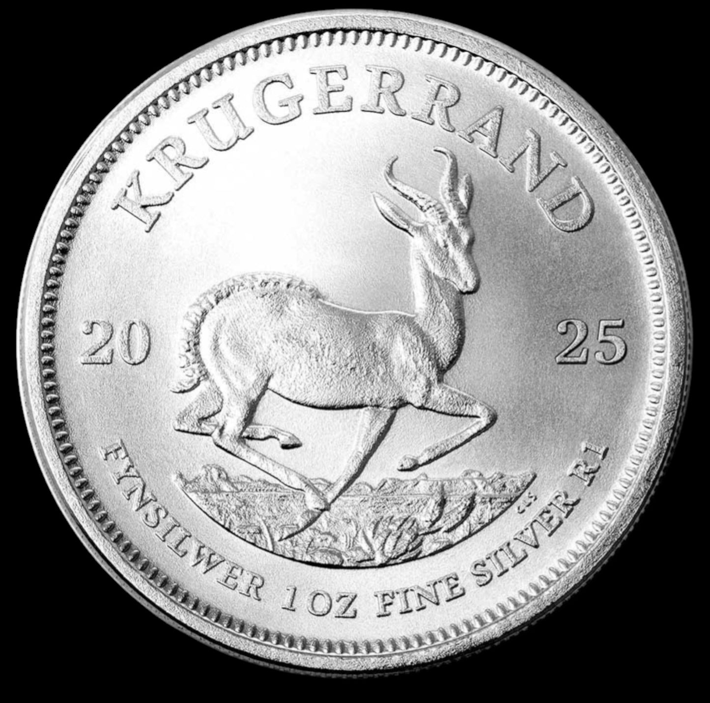 2025 SOUTH AFRICA 1 OZ SILVER KRUGERRAND (25 COINS IN TUBE)