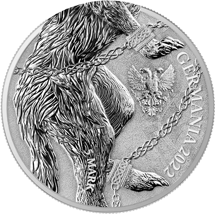 2022 GERMANIA BEASTS - FENRIR 1 OZ SILVER BU ( TWO COIN SET IN DUAL CAPSULE)