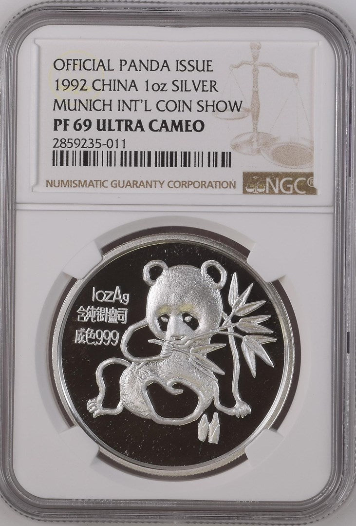 1992 1OZ CHINA SILVER MUNICH INT'L COIN SHOW OFFICIAL PANDA ISSUE