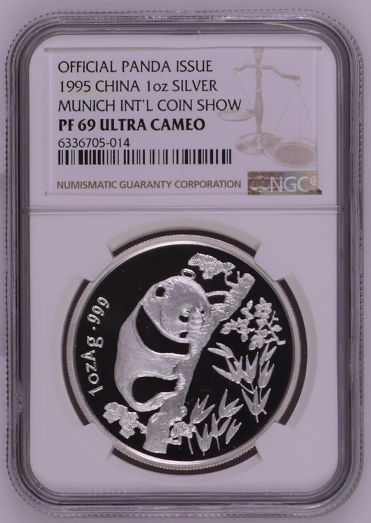 1995 1OZ CHINA SILVER MUNICH INT'L COIN SHOW OFFICIAL PANDA ISSUE
