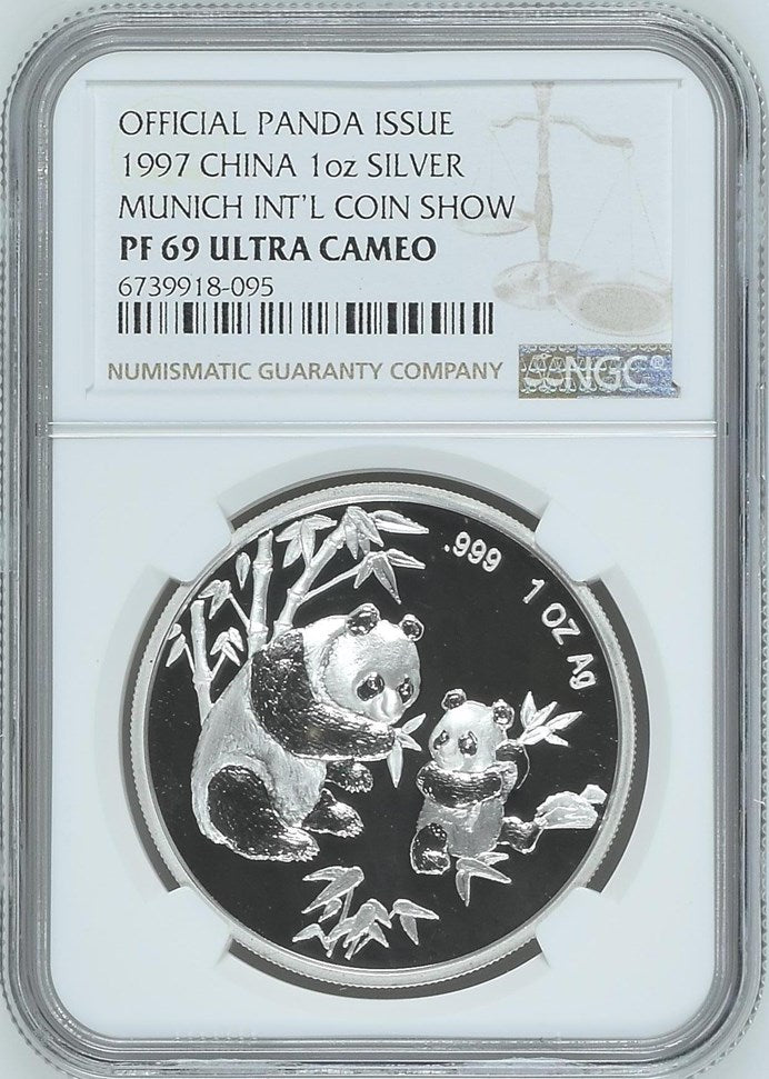 1997 1OZ CHINA SILVER MUNICH INT'L COIN SHOW OFFICIAL PANDA ISSUE