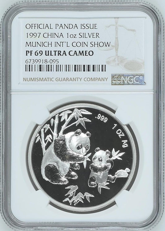 1997 1OZ CHINA SILVER MUNICH INT'L COIN SHOW OFFICIAL PANDA ISSUE