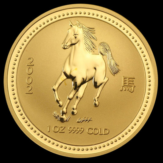 2002 AUSTRALIA 1 OZ GOLD LUNAR HORSE BU (SERIES I)