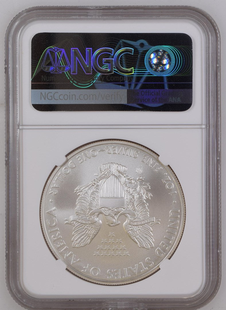 2008 W EAGLE S$1 BURNISHED SILVER EAGLE MS 70