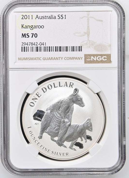 2011 AUSTRALIA S$1 KANGAROO MS 70