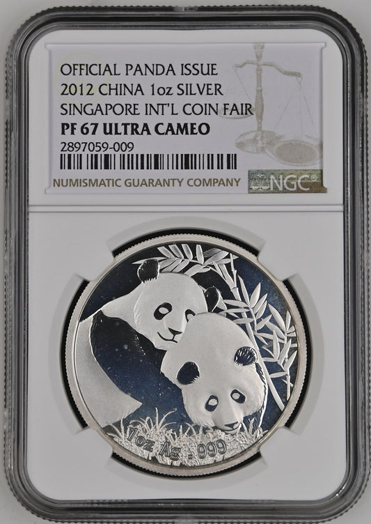 2012 1OZ CHINA SILVER SINGAPORE INT'L COIN FAIR OFFICIAL PANDA ISSUE
