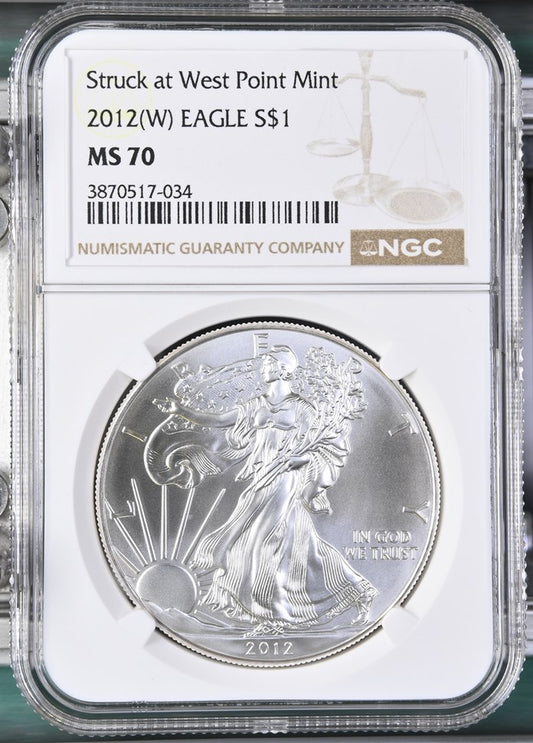 2012 (W) EAGLE S$1 STRUCK AT WEST POINT MINT MS 70