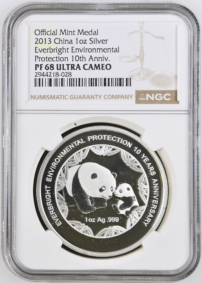 2013 1 OZ CHINA SILVER EVERBRIGHT ENVIRONMENTAL PROTECTION 10TH ANNIV.