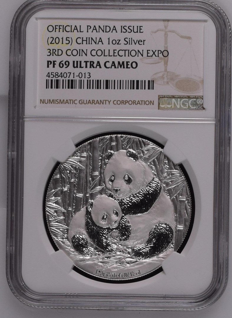 2015 1OZ CHINA SILVER 3RD COIN COLLECTION EXPO OFFICIAL PANDA ISSUE