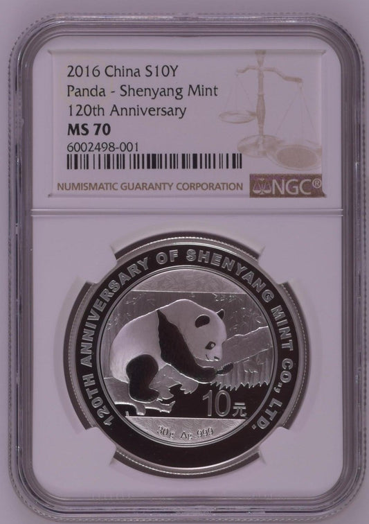 2016 CHINA S10Y PANDA - SHENYANG MINT 120TH ANNIVERSARY