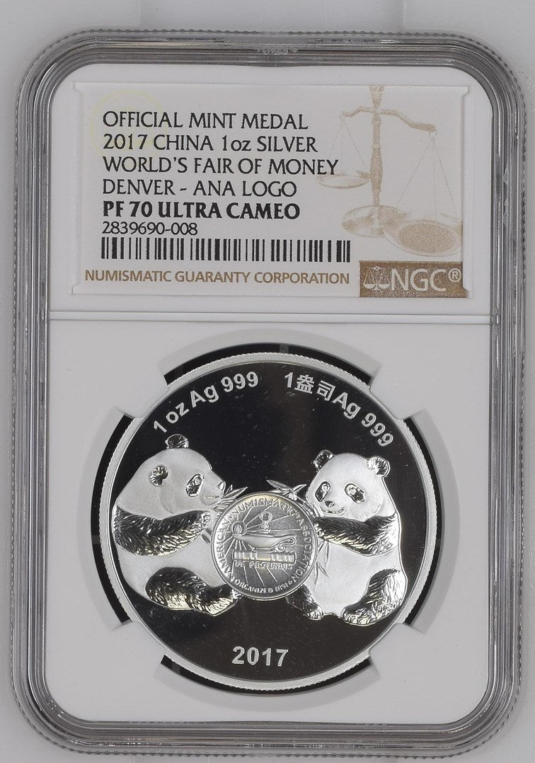 2017 1OZ CHINA SILVER WORLD'S FAIR OF MONEY DENVER - ANA LOGO