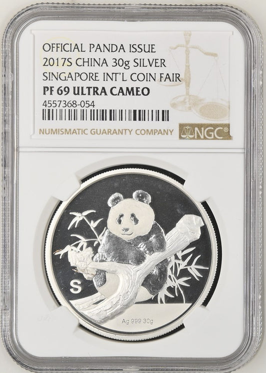 2017 30G CHINA SILVER SINGAPORE INT'L COIN FAIR OFFICIAL PANDA ISSUE