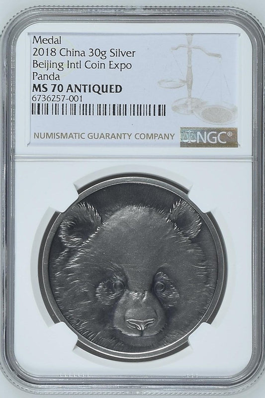 2018 30G CHINA SILVER BEIJING INT'L COIN EXPO - ANTIQUED
