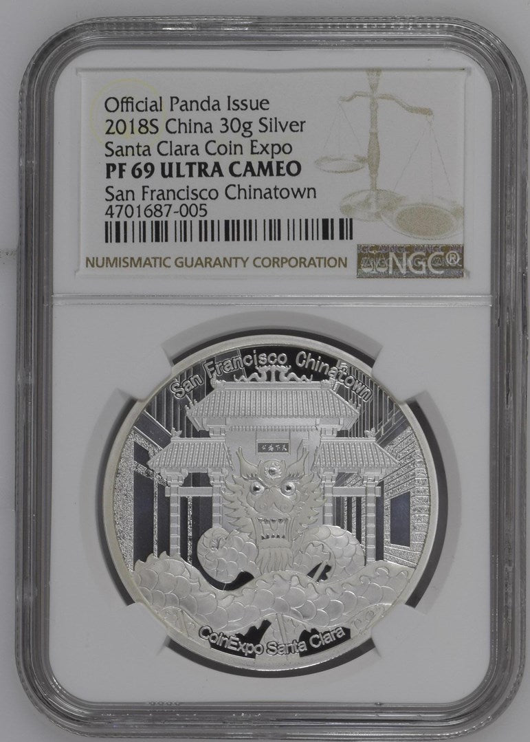 2018 30G CHINA SILVER SANTA CLARA COIN EXPO