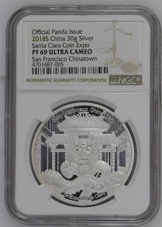 2018 30G CHINA SILVER SANTA CLARA COIN EXPO
