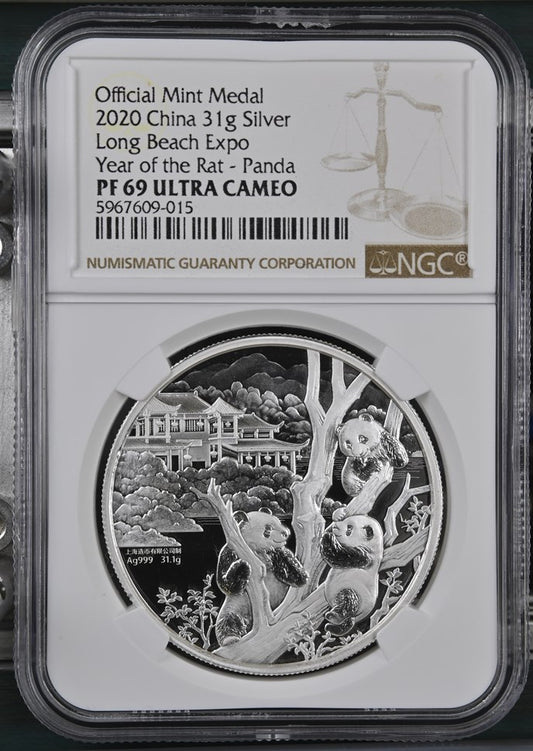 2020 1OZ CHINA SILVER LONG BEACH EXPO YEAR OF THE RAT