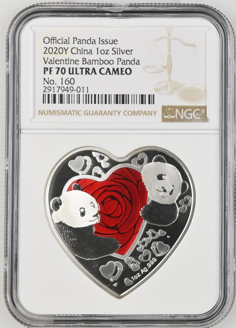 2020Y 1OZ CHINA SILVER VALENTINE BAMBOO PANDA