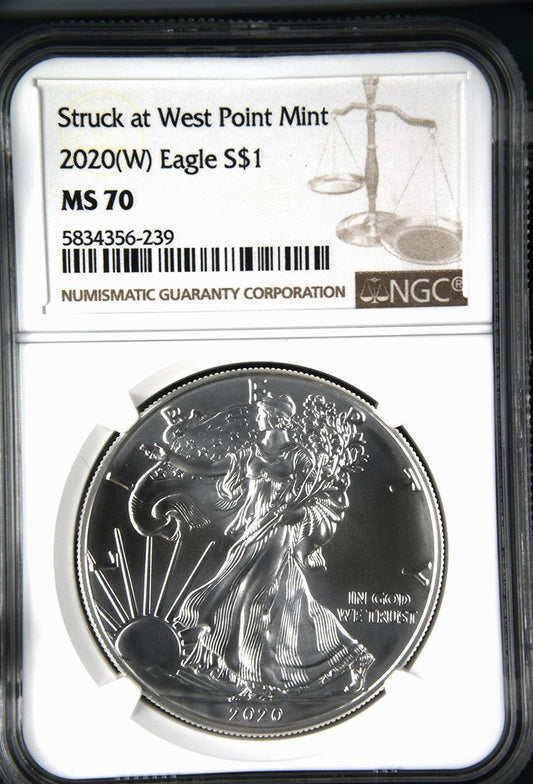 2020 (W) EAGLE S$1 STRUCK AT WEST POINT MINT MS 70