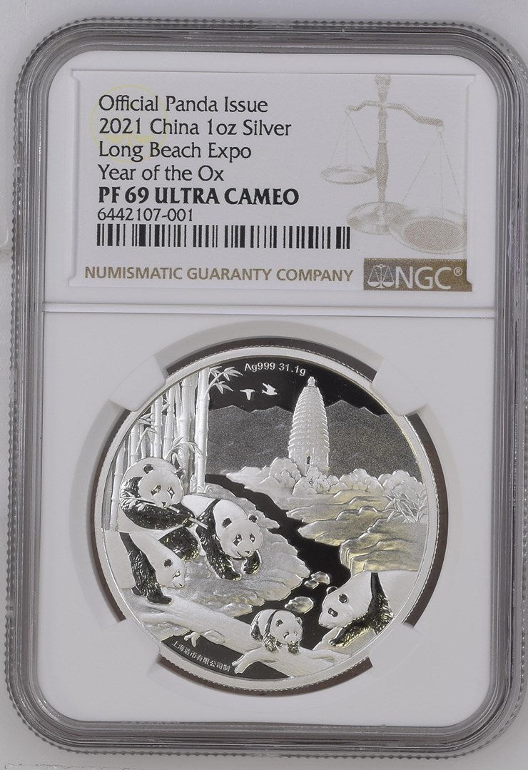 2021 1OZ CHINA SILVER LONG BEACH EXPO YEAR OF THE OX