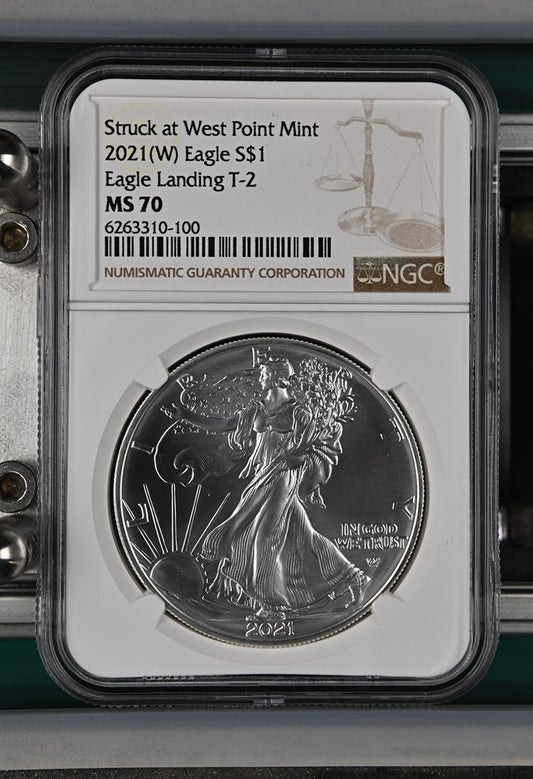 2021 (W) EAGLE S$1 STRUCK AT WEST POINT MINT EAGLE LANDING T-2 MS 70