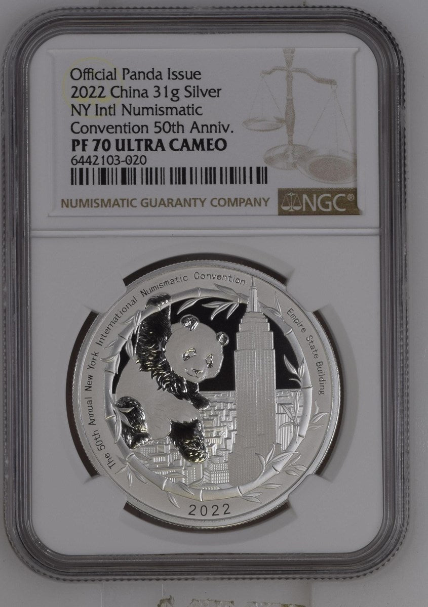 2022 31G CHINA SILVER NY INTL NUMISMATIC CONVENTION 50TH ANNIV.