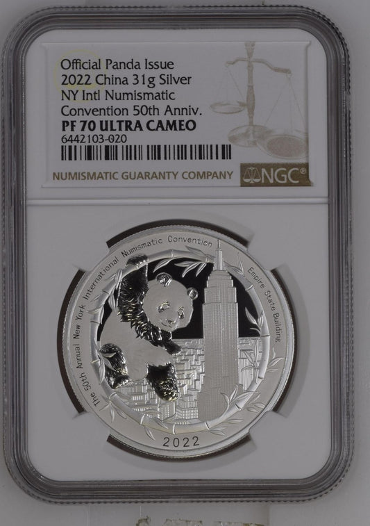 2022 31G CHINA SILVER NY INTL NUMISMATIC CONVENTION 50TH ANNIV.