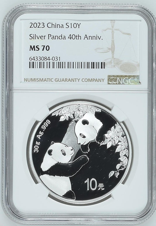 2023 CHINA S10Y SILVER PANDA 40TH ANNIV.