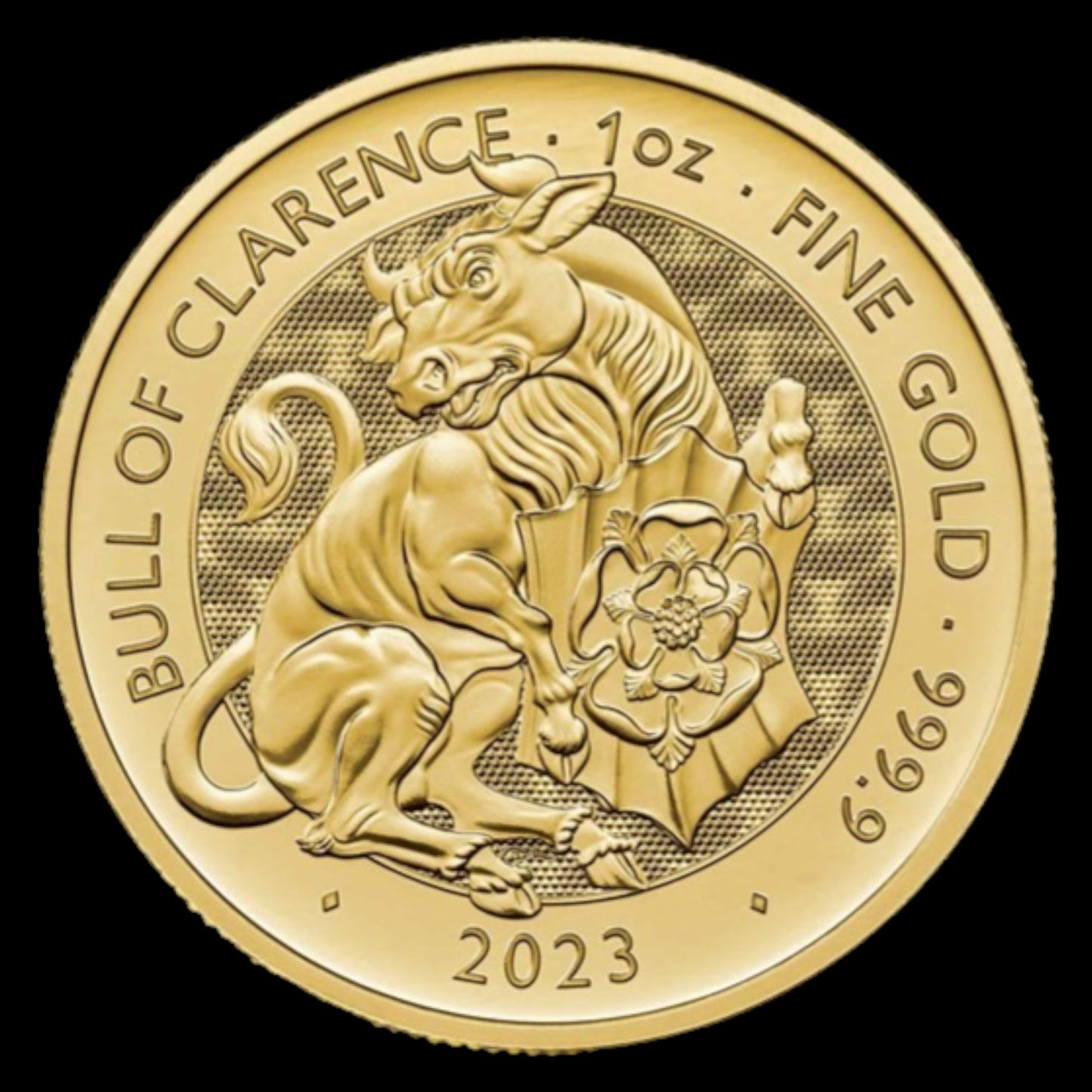 2023 GREAT BRITAIN 1 OZ GOLD THE ROYAL TUDOR BEASTS THE BULL OF CLERENCE BU