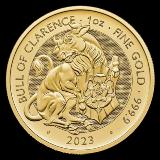 2023 GREAT BRITAIN 1 OZ GOLD THE ROYAL TUDOR BEASTS THE BULL OF CLERENCE BU