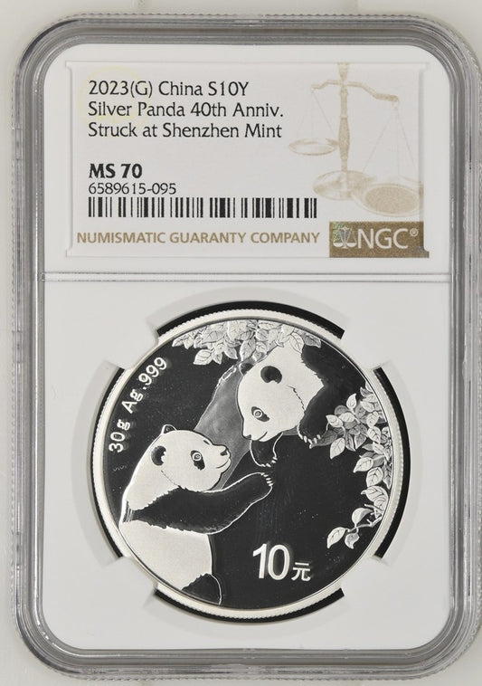 2023(G) CHINA S10Y SILVER PANDA 40TH ANNIV. STRUCK AT SHENZHEN MINT