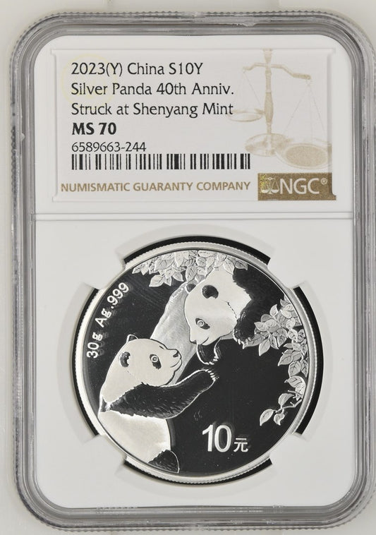 2023(Y) CHINA S10Y SILVER PANDA 40TH ANNIV. STRUCK AT SHENYANG MINT