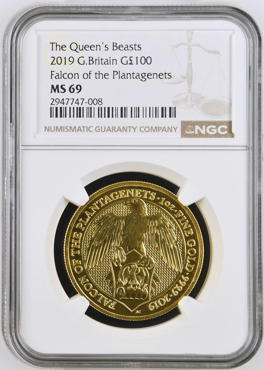 2019 GREAT BRITAIN PROOF 1 OZ GOLD QUEEN'S BEASTS FALCON NGC MS 69