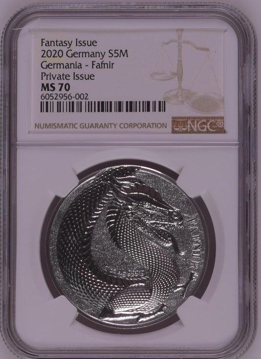 2020 Germania Fantasy Coins S5M Fafnir Private Issue NGC MS 70