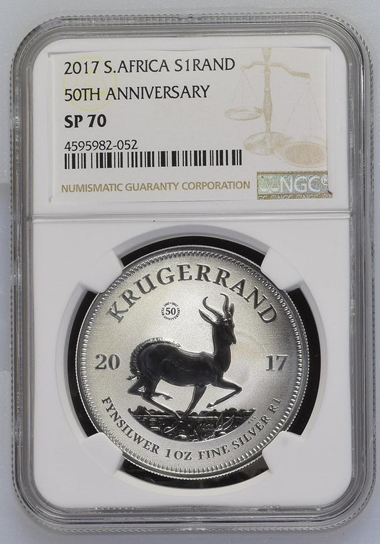 2017 S.AFRICA SOUTH AFRICA S1KR KRUGERRAND 50th ANNIV. NGC SP 70