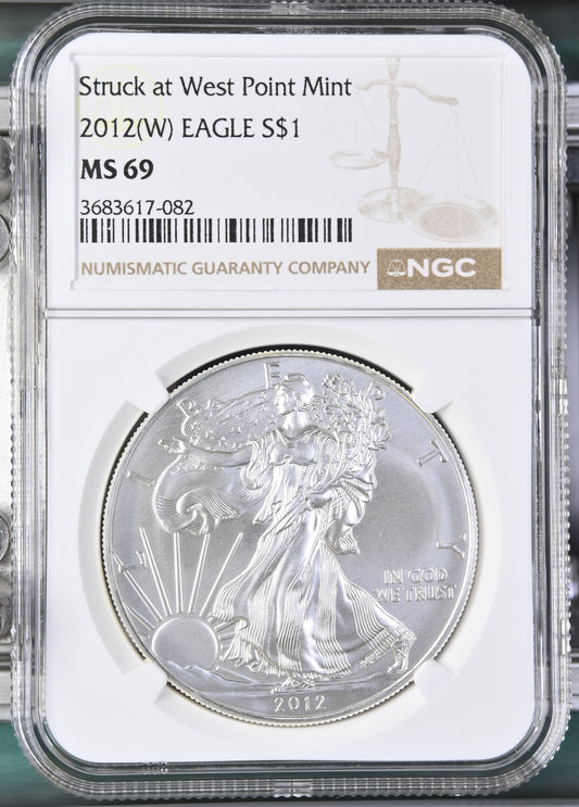 2012 SILVER EAGLE $1 STRUCK AT WEST POINT MS69